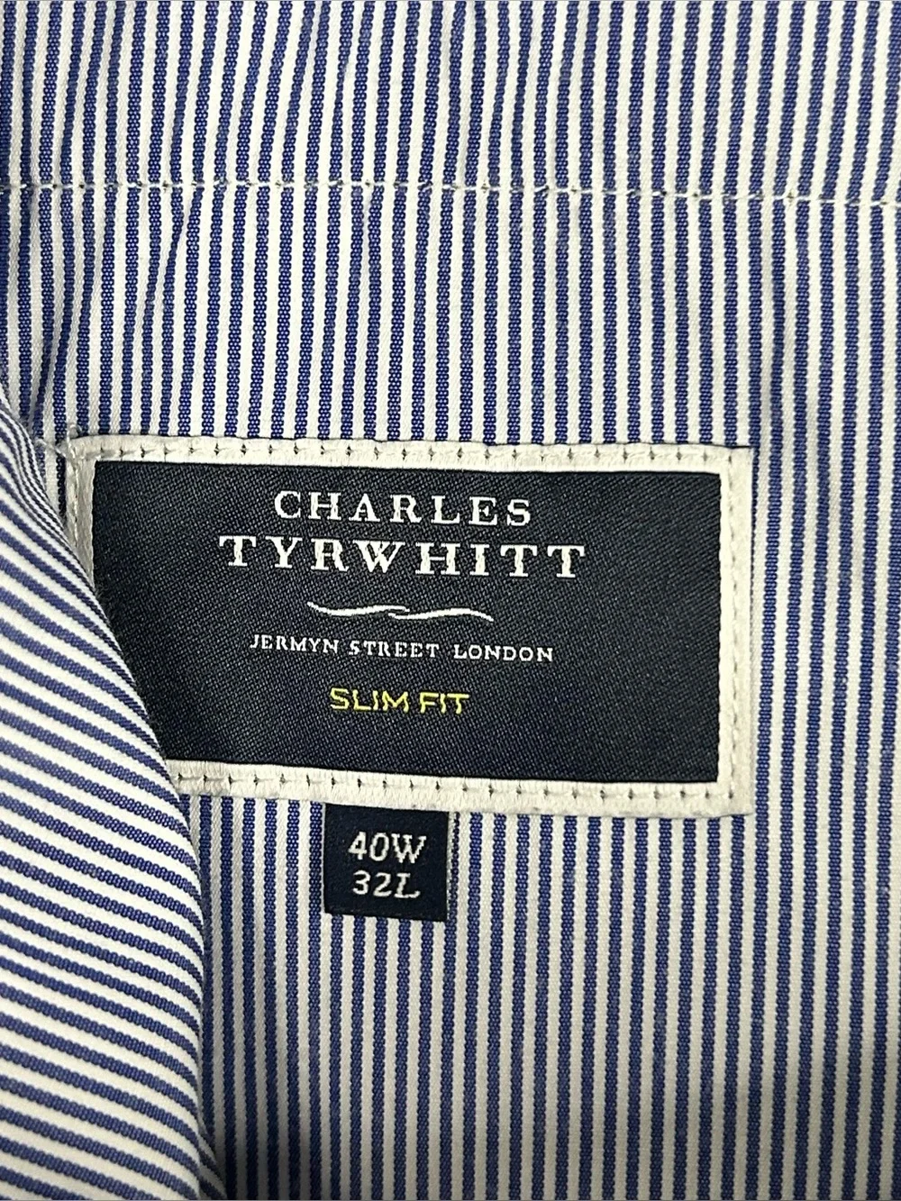 Charles Tyrwhitt Dress Pants Mens Size 40x32 Slim Fit Moleskin Blue Trousers